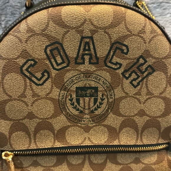Coach Green & Brown Monogram Small Backpack Like New With Gold Hardware - Picture 2 of 11